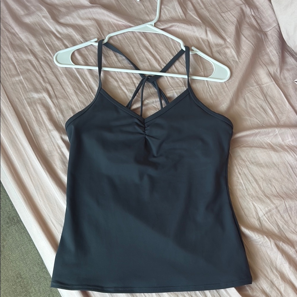 ALO Yoga Dark Grey Fitted Camisole with Tie Front